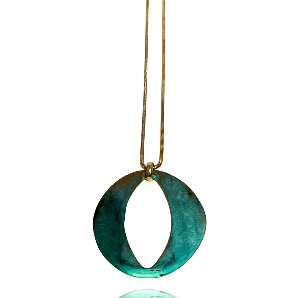 Acid Wash Style Boho Abstract Eye Long Statement Necklace